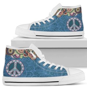 Peace Sign Hippie Style Women's High Top Shoes