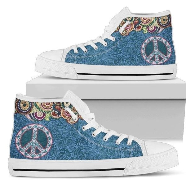 Peace Sign Hippie Style Women'S High Top Shoes