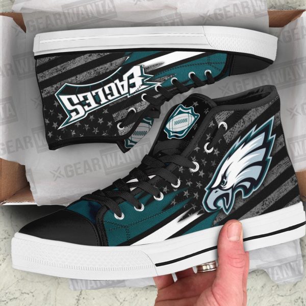 Philadelphia Eagles High Top Shoes Custom American Flag Sneakers