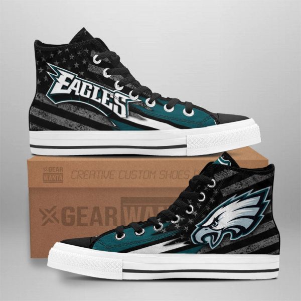 Philadelphia Eagles High Top Shoes Custom American Flag Sneakers