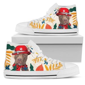 Pit Bull Dog Sneakers Bully Women High Top Shoes Funny