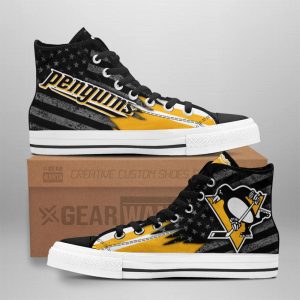 Pittsburgh Penguins High Top Shoes Custom American Flag Sneakers