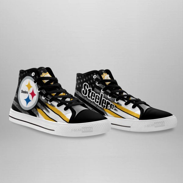 Pittsburgh Steelers High Top Shoes Custom American Flag Sneakers