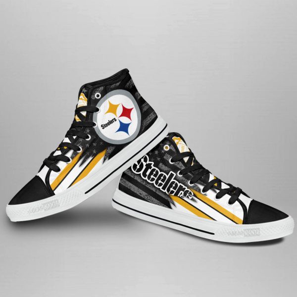 Pittsburgh Steelers High Top Shoes Custom American Flag Sneakers