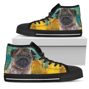 Pug Dog Sneakers Colorful High Top Shoes