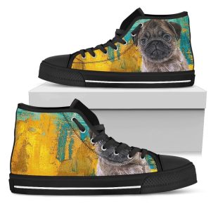 Pug Dog Sneakers Colorful High Top Shoes