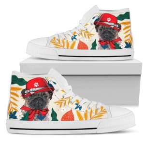 Pug Dog Sneakers Women High Top Shoes Funny