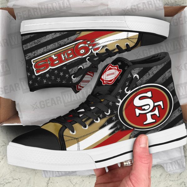 San Francisco 49Ers High Top Shoes Custom American Flag Sneakers