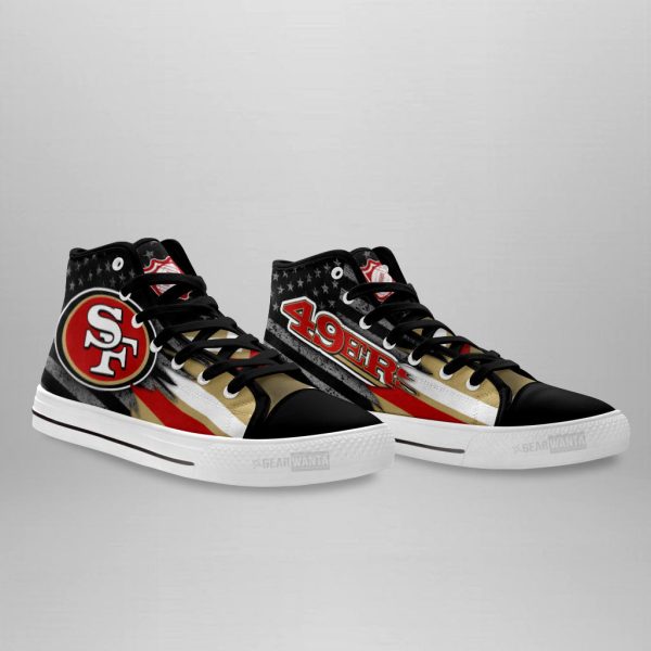 San Francisco 49Ers High Top Shoes Custom American Flag Sneakers