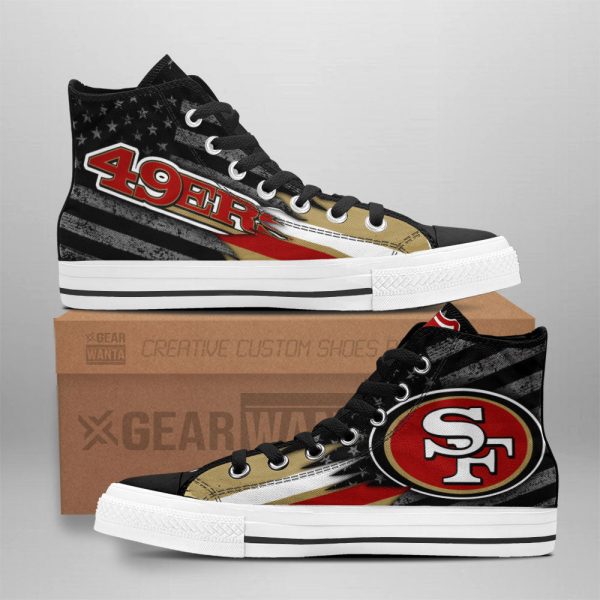 San Francisco 49Ers High Top Shoes Custom American Flag Sneakers