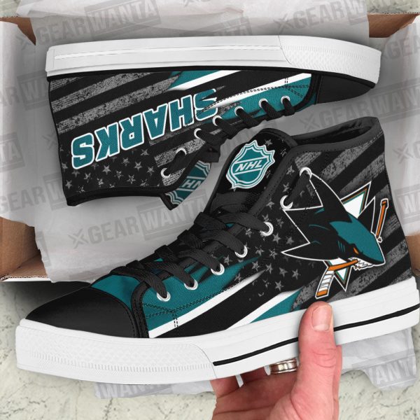 San Jose Sharks High Top Shoes Custom American Flag Sneakers