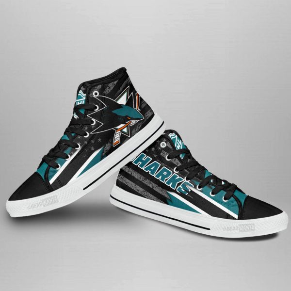 San Jose Sharks High Top Shoes Custom American Flag Sneakers