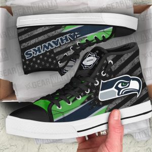 Seattle Seahawks High Top Shoes Custom American Flag Sneakers