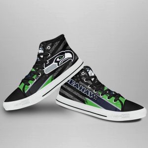 Seattle Seahawks High Top Shoes Custom American Flag Sneakers