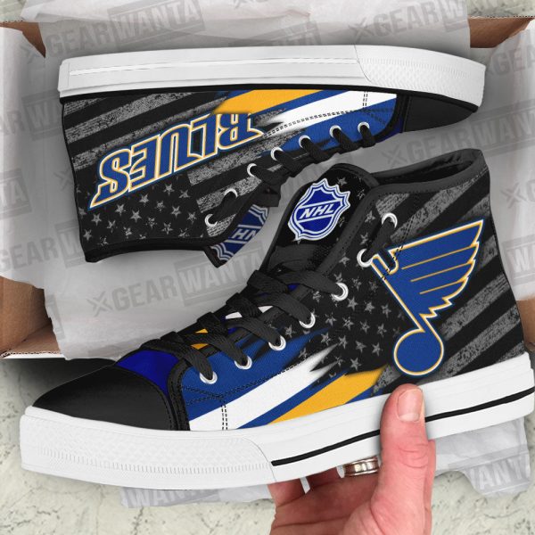 St. Louis Blues High Top Shoes Custom American Flag Sneakers