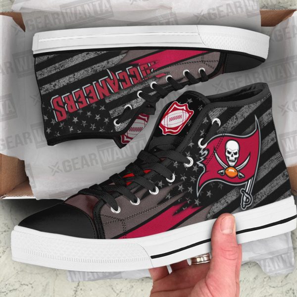 Tampa Bay Buccaneers High Top Shoes Custom American Flag Sneakers