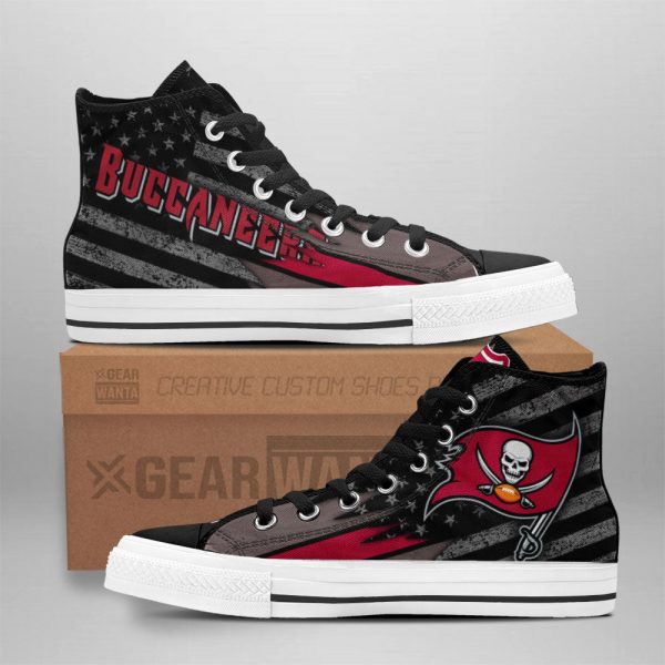 Tampa Bay Buccaneers High Top Shoes Custom American Flag Sneakers