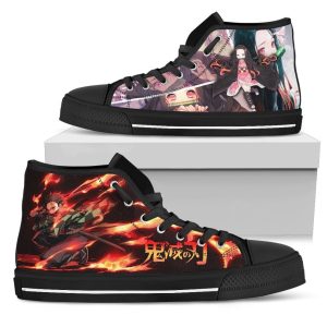 Tanjiro and Nezuko Sneakers High Top Custom Demon Slayer Anime Shoes