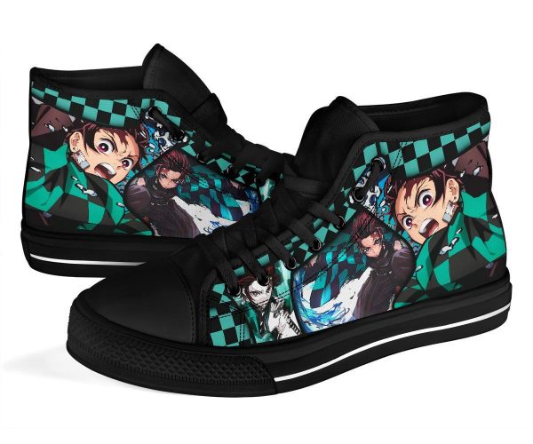 Tanjiro Water Breathing Sneakers High Top Custom Anime Demon Slayer Shoes