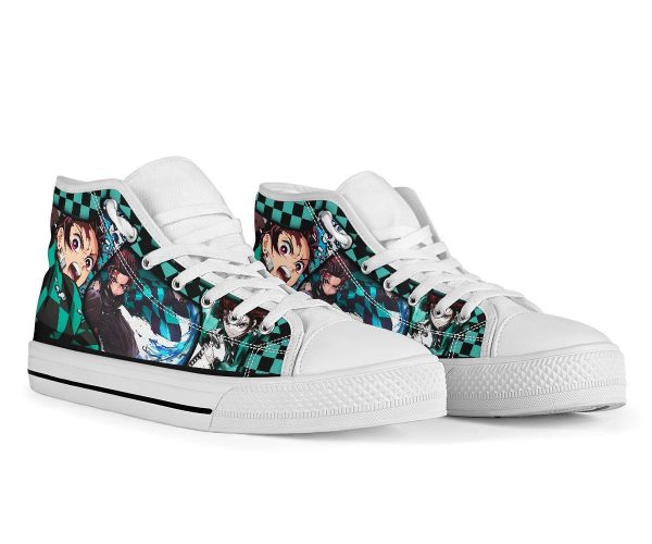 Tanjiro Water Breathing Sneakers High Top Custom Anime Demon Slayer Shoes