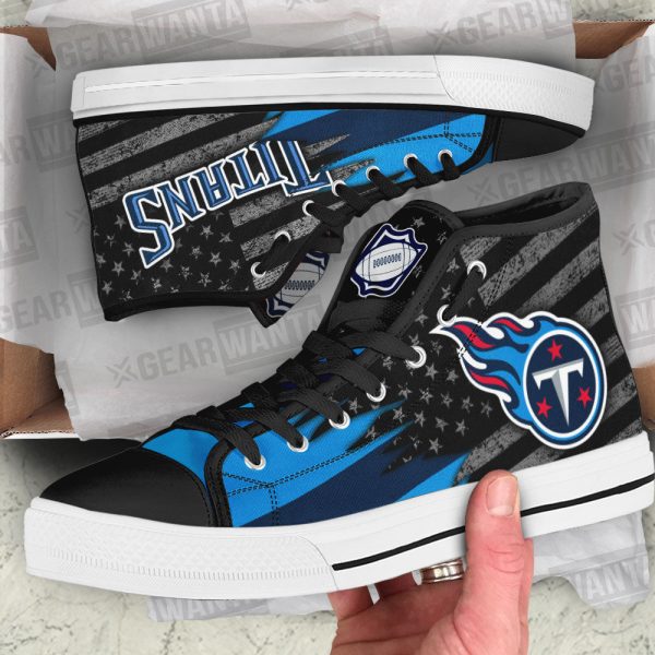 Tennessee Titans High Top Shoes Custom American Flag Sneakers